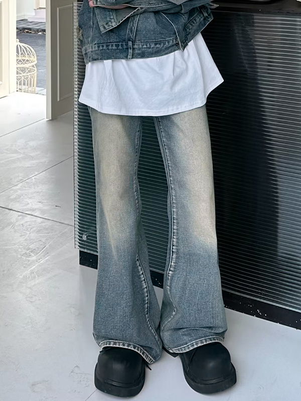 Weite, lockere Jeans mit Vintage-Waschung für Herren-3