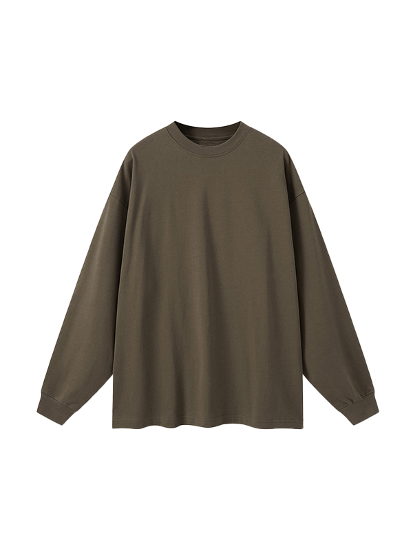 Einfarbiges Herren-Langarm-T-Shirt mit tief angesetzter Schulterpartie-2