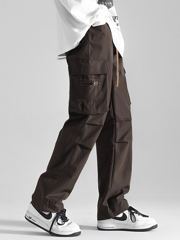 Gerade Cargohose mit Rüschen für Herren-1