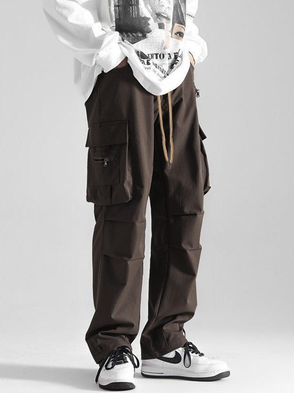 Gerade Cargohose mit Rüschen für Herren-4