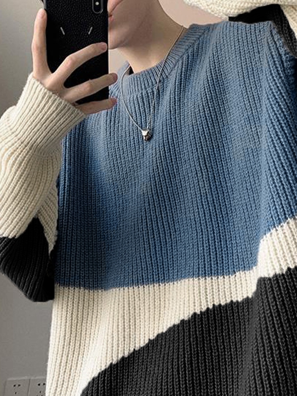 Herren-Pullover mit Farbblock-3
