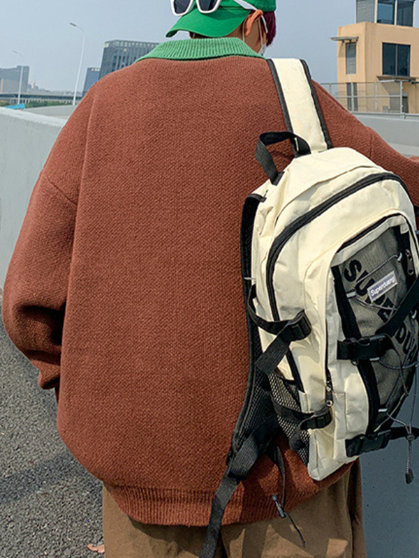 Herren-Strickpullover mit Buchstaben-Stickerei und Beschriftung in Kontrastfarbe-3